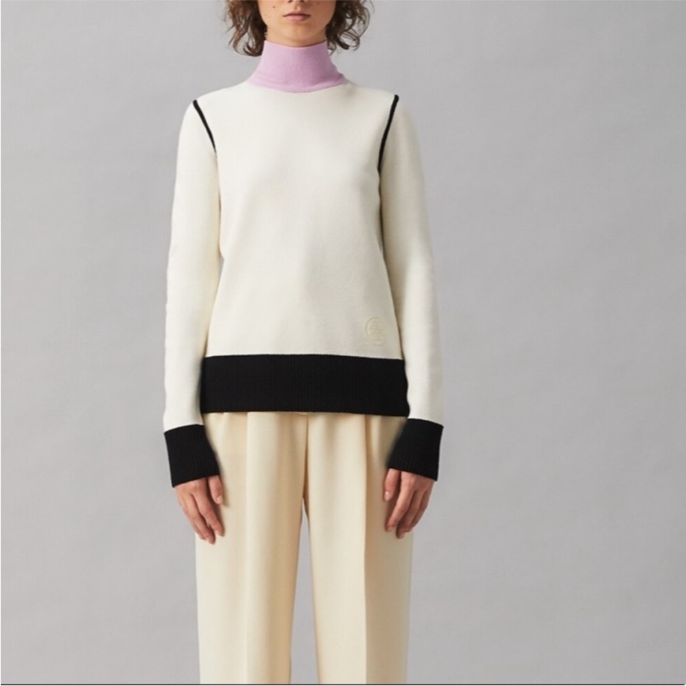 NWT Tory Burch Color-Block Turtleneck XL - Picture 3 of 10